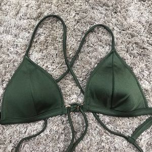 Pacsun Green Tie Front Bikini Top